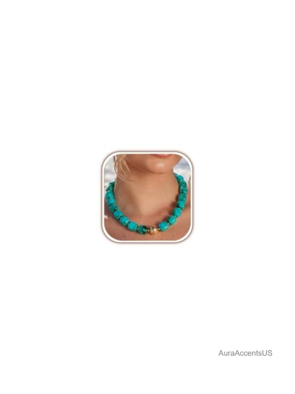 Chunky Beaded Necklace Women Gold Tone Brass Lobster Clasp Statement Boho